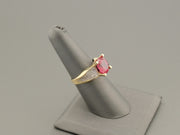 14K Yellow Gold Ruby CZ Ring, alternate view 2