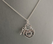 925 Silver and Diamonds Heart Key Necklace, alternate view 4