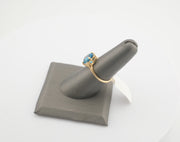 14K Gold Blue Topaz Diamonds Ring, alternate view 4