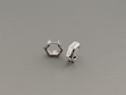 14K White Gold Diamond Hexagon Earrings, alternate view 5