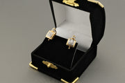 14K Yellow Gold Diamonds Square Earrings, alternate view 6