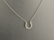 14K White Gold Horseshoe CZ Necklace, alternate view 3