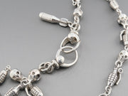 Sterling Silver Skull Necklace Waist Belt Chain, alternate view 7