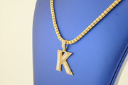 14K Gold K Letter CZ Pendant, alternate view 3