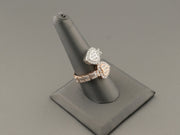14K Gold Rose White Baguette Diamonds Hearts Ring, alternate view 4