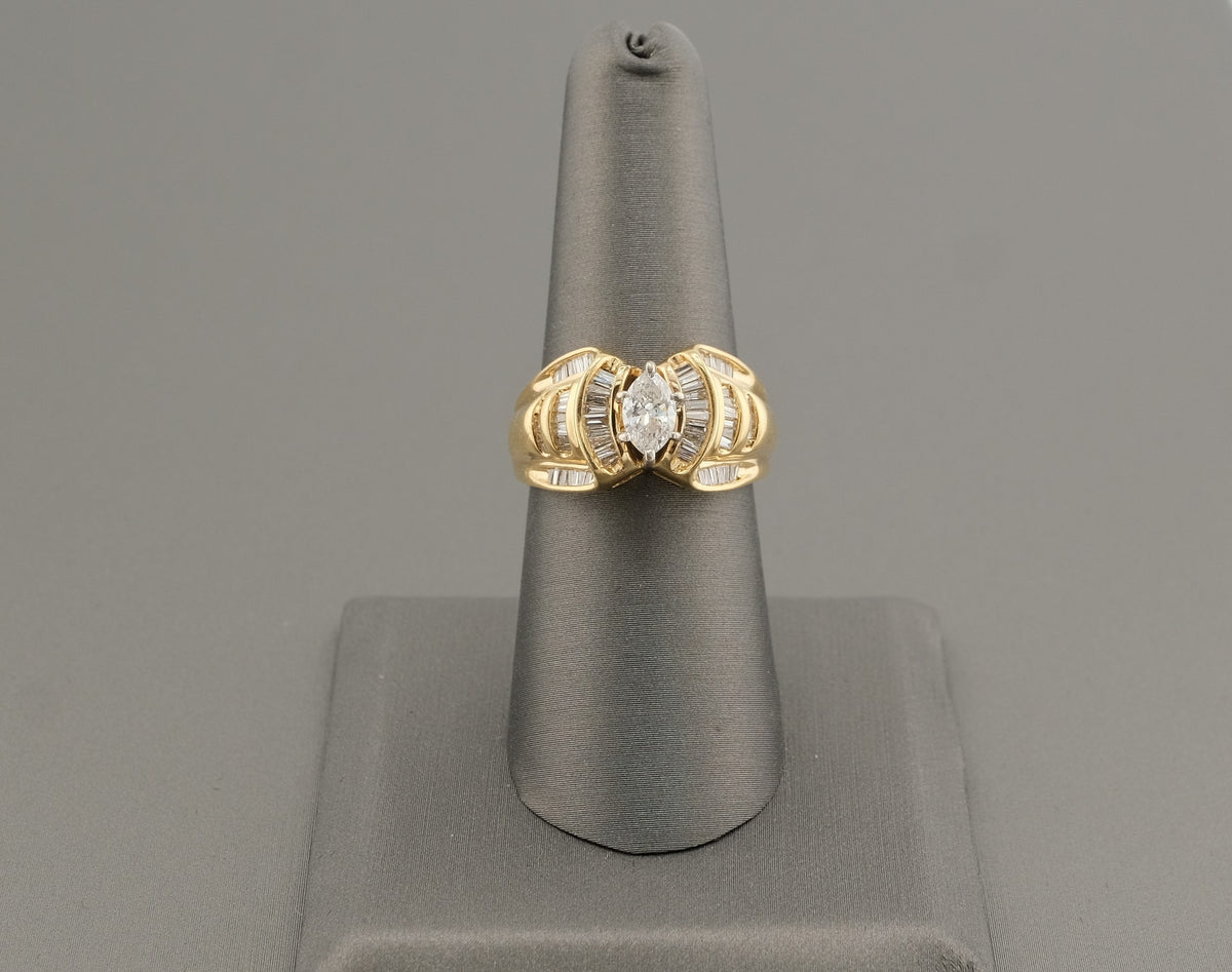 14K Yellow Gold Marquise Diamond Ring