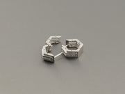 14K White Gold Diamond Hexagon Earrings, alternate view 8