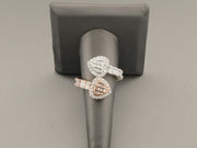 14K Gold Rose White Baguette Diamonds Hearts Ring, alternate view 2