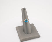 14K Gold Blue Topaz Diamonds Ring