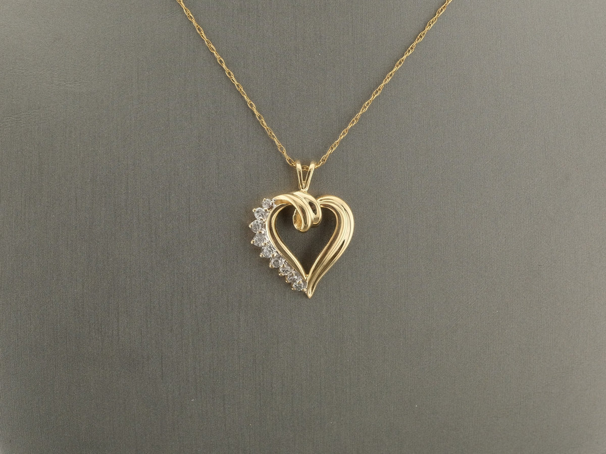 14K Gold Lab Diamonds Heart Pendant