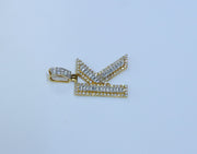 14K Gold K Letter CZ Pendant, alternate view 7
