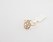 18K Yellow Rose Gold CZ Paisley Drop Ring, alternate view 6