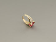 14K Yellow Gold Ruby CZ Ring, alternate view 3