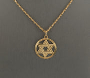 14K Gold Jewish David Star Pendant