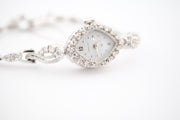 Ladies Mid Century Hamilton 14K White Gold & Diamond Manual Wind Cocktail Watch