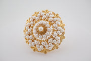 Antique 10K Gold Filigree Brooch Pendant with Seed Pearls Snowflake, alternate view 3