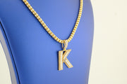 14K Gold K Letter CZ Pendant, alternate view 4