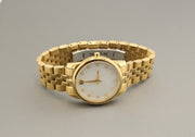 Movado Museum Gold Tone White 28mm Mother Pearl Dial Watch Swiss