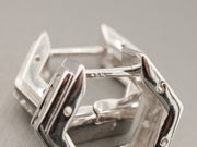 14K White Gold Diamond Hexagon Earrings, alternate view 7