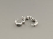 14K White Gold Diamond Hexagon Earrings, alternate view 6