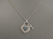 925 Silver and Diamonds Heart Key Necklace, alternate view 2