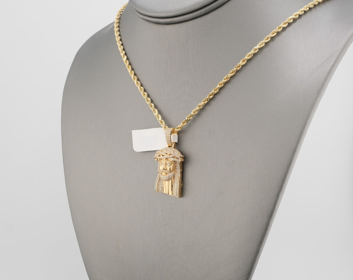 14K Gold Diamonds Jesus Pendant