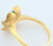 14K Gold Turquoise Carved Flower Diamond Ring, alternate view 5