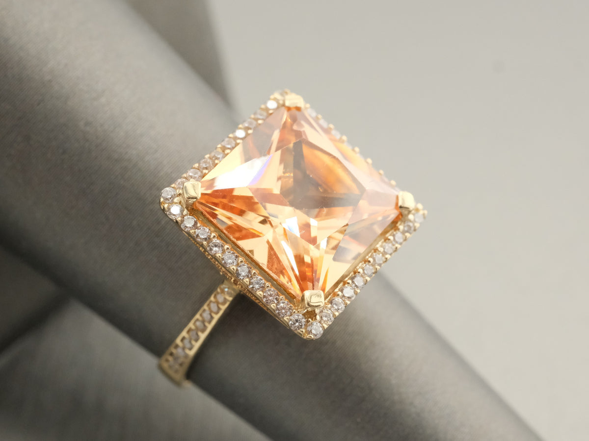 14K Gold CZ Champagne Stone Ring