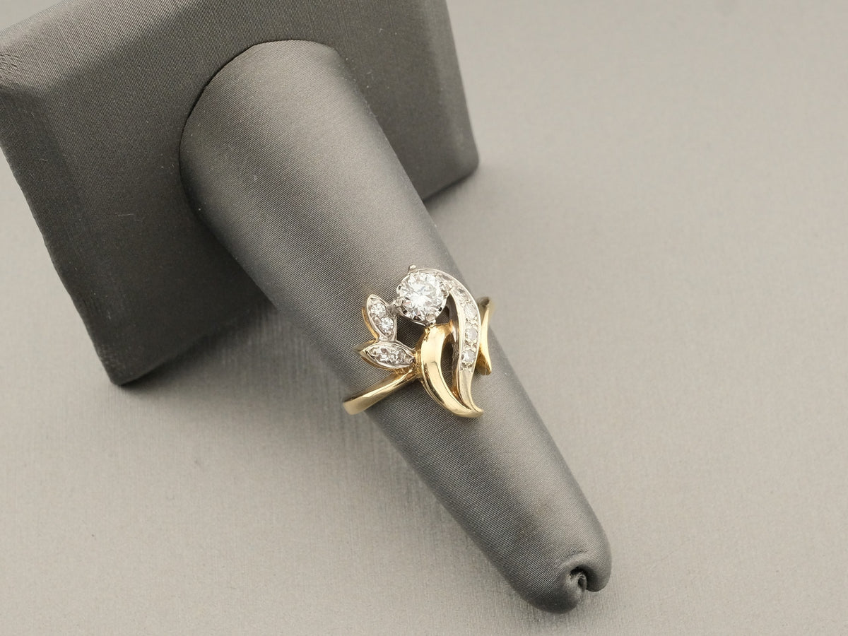 14K Gold Diamond Floral Ring