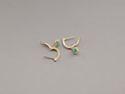 14K Gold Diamonds Emerald Earrings, alternate view 2