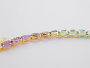 14K Gold Multicolor Gemstones Rainbow Tennis Bracelet, alternate view 2