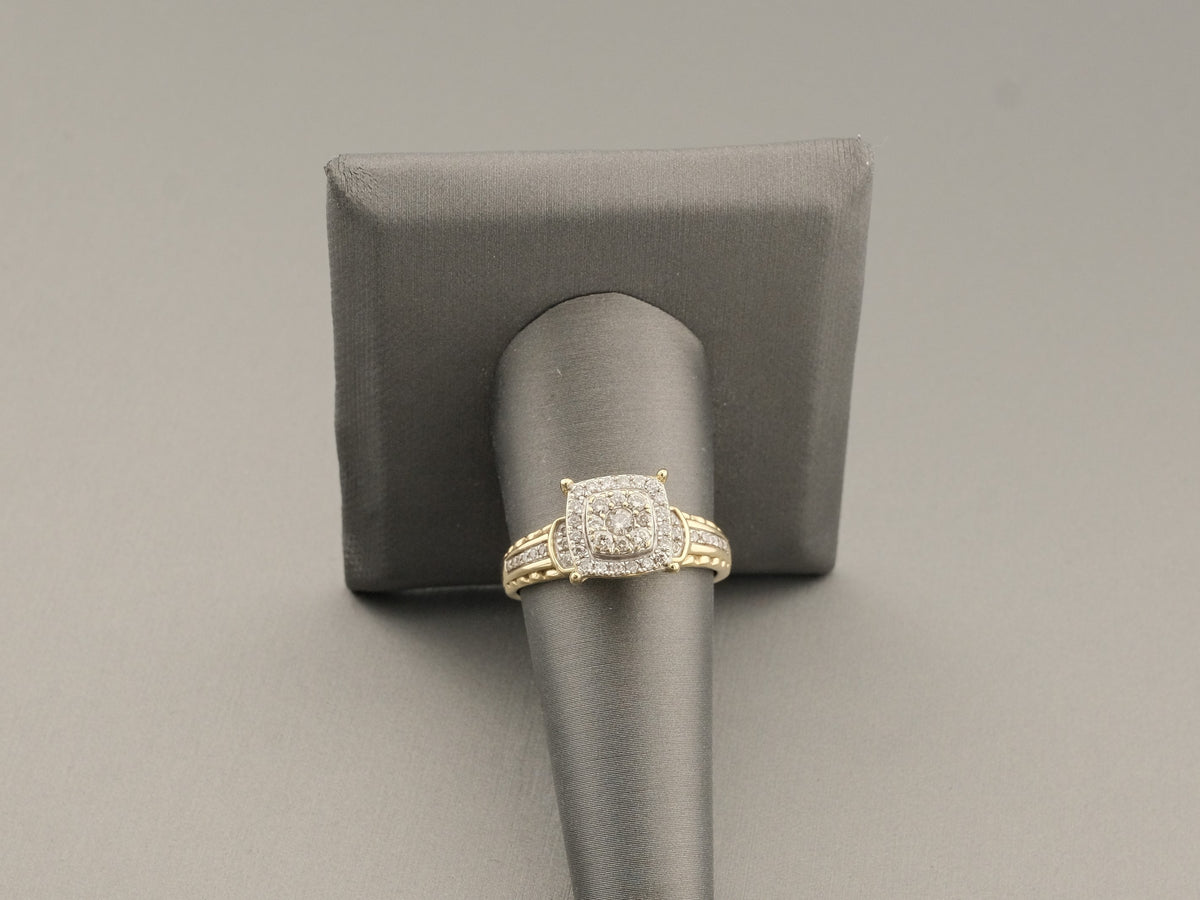 14K Gold Diamond Square Wedding Ring